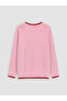 Pink Crew Neck Sequined Girls' Knit Sweater - 3
