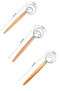 Set of 3 Danish Type Dough Whisks - Stainless Steel Flour Mixer & Sourdough Mixing Wire with Wooden Handle - 8