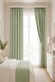 Striped Green Linen Bohemian Natural Vintage Plain Curtain - Background Curtain - Single Panel - with Ties as a Gift - 2