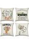 Decorative Throw Pillow Covers, 4 Pack 45x45cm Square Cushion Cases, Soft Linen Fabric for So