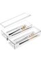 2 Pack Clear Silverware Organizer with Lids, Plastic Flatware Storage Box for Kitchen Drawer, Keeps