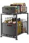 2-Tier Under Sink Storage Metal Kitchen Organizer,Spice Rack Sliding Organizer,Under Sliding Cabinet