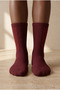 Women's Cotton Socks with Stone Accessories, Burgundy - 2