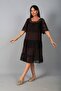 Women's Italian Sequin Detailed Round Neck Lined Lace Midi Dress