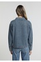 Oversize Fit Classic Collar Plain Women's Light Indigo Denim Long Sleeve Shirt - 2