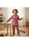Children's Cotton Floral Printed Cherry Color 2-Piece Set Cb1058 - 4