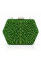 Women's Green Crystal Full Stone Hexagonal Evening Dress Bag Boxed Night Portfolio