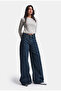 Women's Dark Blue Polka Dot P-1W6-11 Palazzo Fit Special Design Denim Jeans - 6