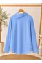 Women's Blue Shawl Collar Detailed Long Sleeve Shirt - 3
