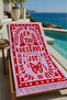 Pink You Deserve Joy Written Butterfly Patterned 70X150 Beach Towel - Digital Printed Bath Towel