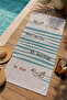 Turquoise Striped Be Kind Whale Written Patterned 70X150 Beach Towel - Digital Printed Bath Towel - 3
