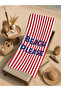 Red and White Striped Beach Towel with the Text "Please" 70X150 - Digital Printed Fade-Resistant Bath Towel - 5