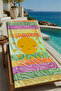 Colorful Smiling Sun and Floral Pattern 70X150 Beach Towel - Cotton Bath Towel
