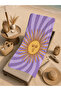 Purple Ray Sun Face Patterned 70X150 Beach Towel - Digital Printed Bath Towel - 5