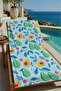 Light Blue Avocado and Leaf Pattern 70X150 Beach Towel - Digital Printed Bath Towel