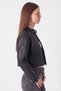Women's Biker Crop High Collar Zippered Black Leather Jacket - 8