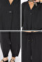 Navy Blue Perry Women's Short Sleeve Oversize Blouse Carrot Pants Two-Piece Set - 5