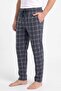 Men's Navy Blue Plaid Pattern Printed Combed Cotton Modal Pajama Bottoms - 3