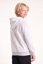 Boy's Basic Plain Hooded Sweatshirt with Kangaroo Pocket - 4