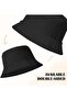Men's bucket hat, reversible, cotton, summer unisex, double-sided design, casual foldable, solid color. - 2