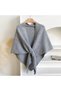 Women's cashmere scarf knitted cardigan shawl dark/light gray. - 4