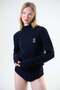 Montagne Cashmere Hair Knit Crop Turtleneck Sweater Navy Blue - 2