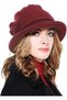 Women's winter knit hat burgundy retro floral loose brimless.