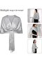 Women's sequined shawl black/silver 190x45cm tassel party/wedding. - 3