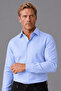 Blue Regular Fit Cotton Pocketless Classic Long Collar Shirt