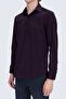 Red Slim Fit Open Italian Collar 100% Cotton Long Sleeve Sport Shirt - 4