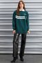 Arlene Women's Polar-Free Polo Collar Green Sweatshirt with Print Detail - 4