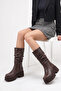 Women's Daily High-Top Comfortable Stylish Ines Brown Rustic Bellows Boots - 7