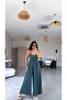 Emerald Green Modal Thin Strap Loose Jumpsuit - 2