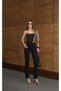 Women's Black Stone High Waist Stone Detailed Tasseled Flare Black Jean Trousers - 3