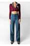 Women's Mossy High Waist Straight Jean Pants 5 Pockets Long Leg Cotton - 4