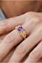 Amethyst Steel Ring Adjustable Natural Stone Flower Model Trend