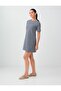 Navy Blue Collar Button Detailed Short Sleeve Cotton Dress - 3