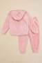 Teddy Bear Embroidered Hooded Plush Girls' 2-Piece Set - 4