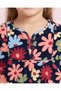 Girls Navy Floral Corduroy Blouse - 3