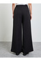 Black Solid Wide Leg Trousers - 4
