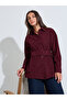 Burgundy Longline Corduroy Shirt with Belt