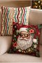 Tropical Santa Claus Pattern Set of 2 Decorative Throw Pillow Covers, Christmas and Summer Themed Retro Living Room Decor