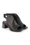 Women's Sandals Evening Dress Genuine Leather Laser Cut Thick Heeled Elastic 26Y-5145 - 3