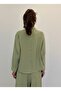 Flowy Collar Asymmetrical Button Detail Shalwar Trousers Set - Pastel Green - 4