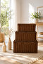 3-Piece Rattan Covered Rectangular Organizer Set for Bathroom, Living Room, Children's Room, Multi-Purpose Basket Set - 3
