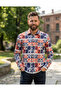 Long Sleeve Patterned Cotton Fabric Regular Fit Men's Shirt