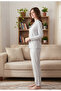 Women's Striped Front Buttoned Shirt with Collar 100% Cotton Milan Pajama Set - 3