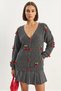 Women's V-Neck Cherry Accessory Knitwear Anthracite Cardigan - 5