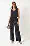 Women's V-Neck Strap Blouse with Palazzo Pants Black Bottom-Top Set - 5