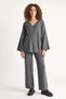 Women's Double-Breasted Knitwear High-Waist Anthracite Trousers Set